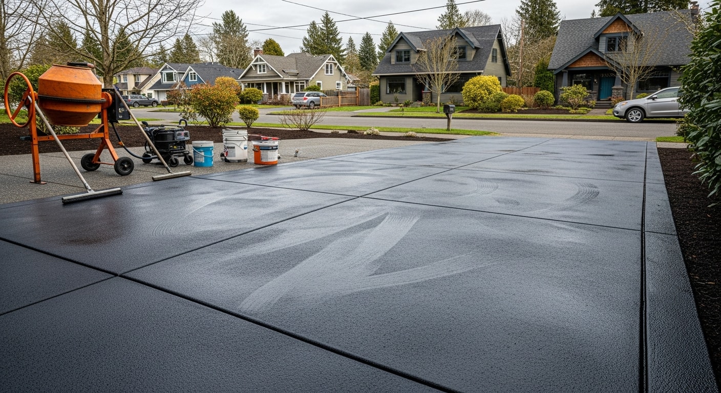 New concrete driveway installation in Beaverton Oregon